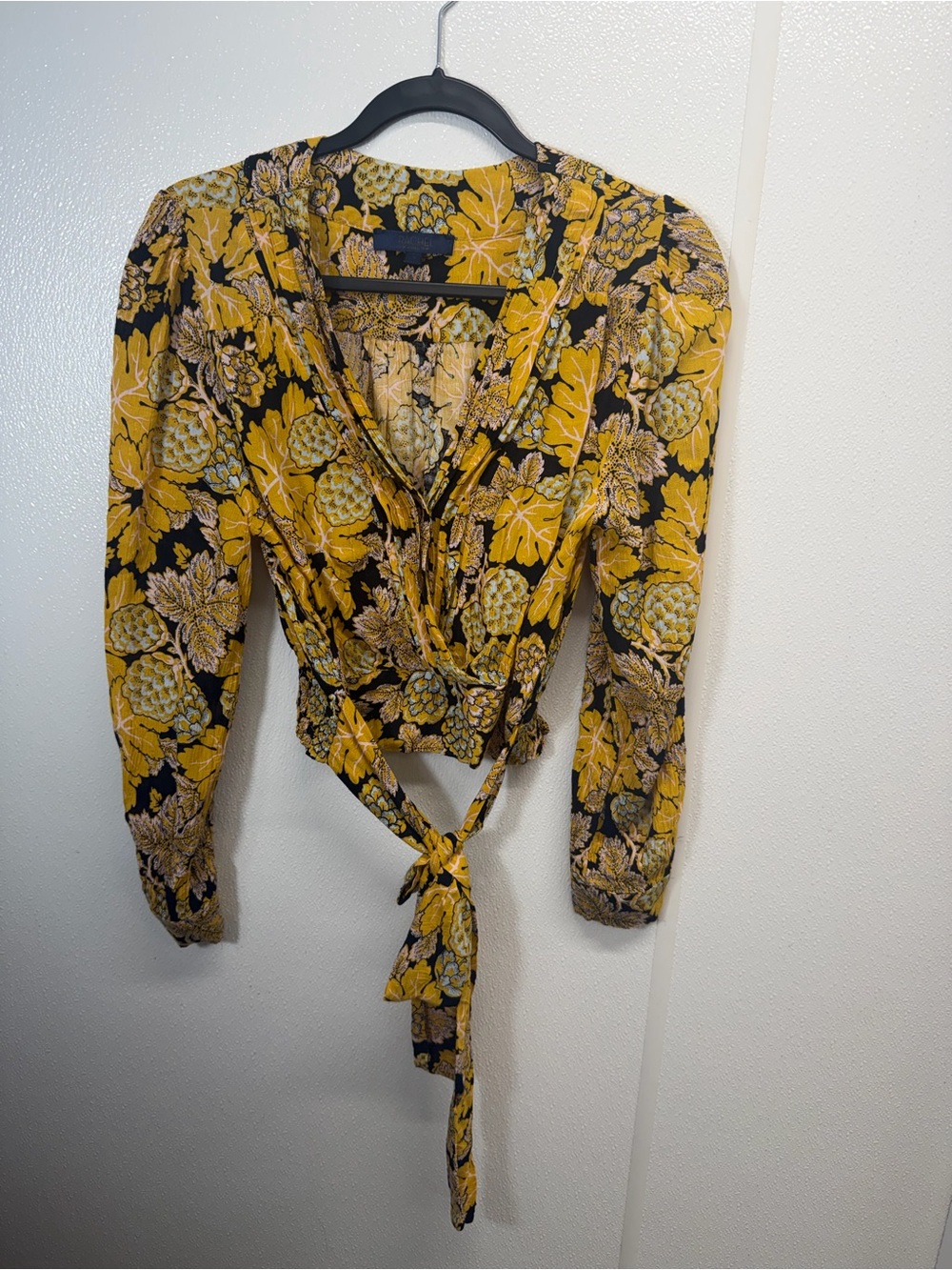 RACHEL Rachel Roy Yellow Floral Tie-Front Blouse